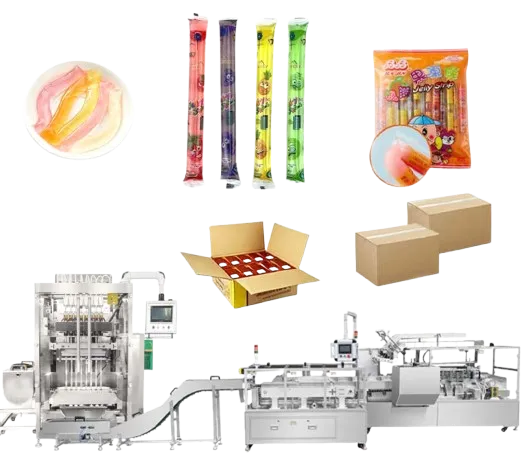Fully Automatic Multi Track Ice Lolly Ice Pop Juice Drink Jelly Stick Sachet Liquid Popsicle Packaging Cartoning Machine Line