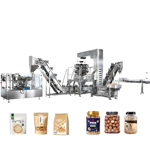 Multihead Weigher Granule Packaging Line for Premade Bag and Jar Bottle Nuts Snack Cashew Oat Automatic Weighing Packing Machine
