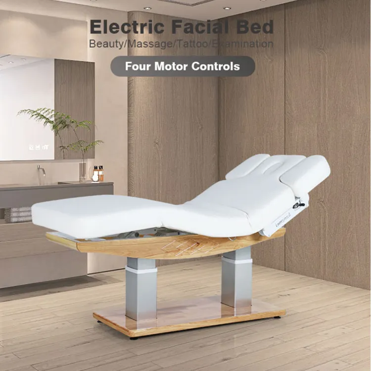 Esthetician Therapy Spa Wellness Treatment Salon Cosmetic 4 Motor Beauty Facial Bed Table De Massage Electrique Chauffante