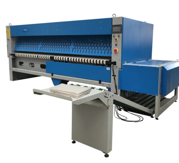 Industrial Bed Sheets Folding Machine 3300mm Max Folding Width Continuous Batch Sharing Brand for Hotels & Laundry Factories
