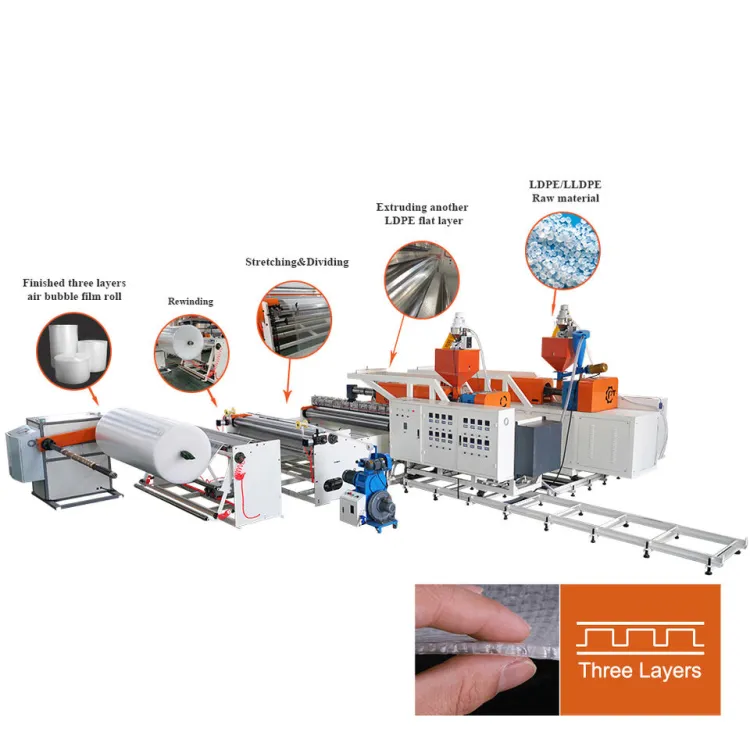 High Speed Automatic 2-Layer Air Bubble Film Warp Making Machine with Siemens Motor for HDPE/LDPE Filament Production