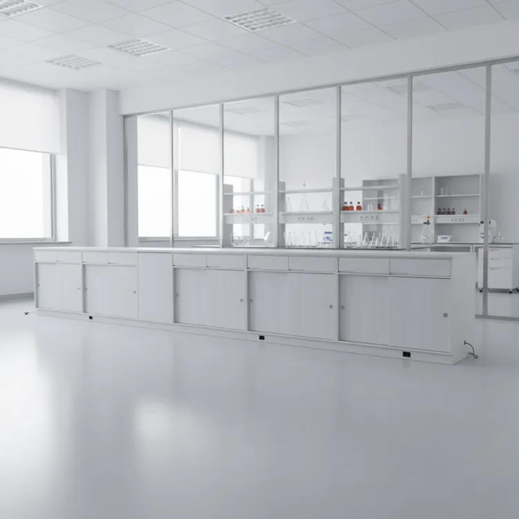 Commercial Solid Wood Laboratory Bench Storage Cabinet with Drawers Contemporary Design Chemical Resistant Veneer