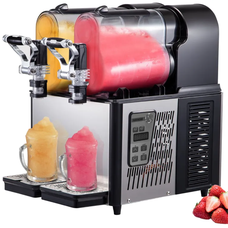 Commercial 2 Tanks Frozen Drink Slush Machine Stainless Steel Slushy Maker for Bar Restaurant Hotel
