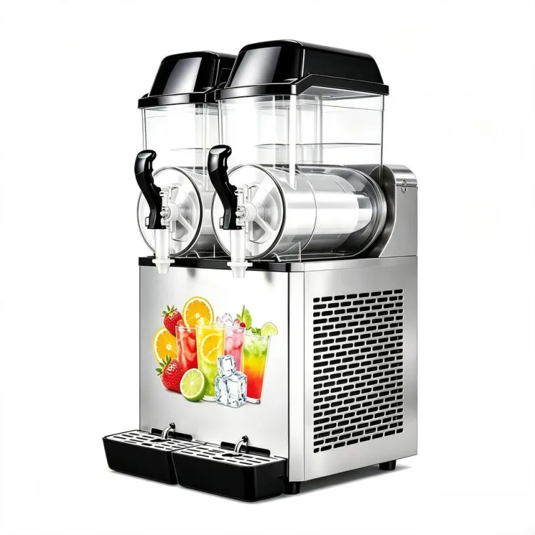 Commercial 2 Tank Slush Machine 12L*2 Stainless Steel Frozen Slushy Maker Double Bowl Snow Melting Machine for Bar Milk Tea Shop