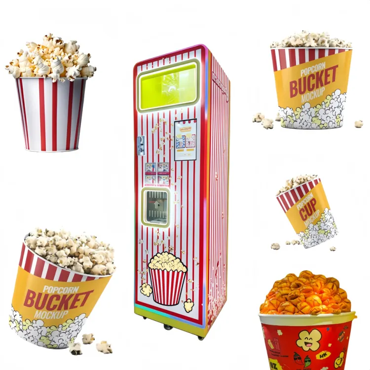 Two Flavors Commercial Popcorn Making Vending Machine Touch Screen 10.1 Inch Custom Design Automatic Popcorn Machine for Cinema
