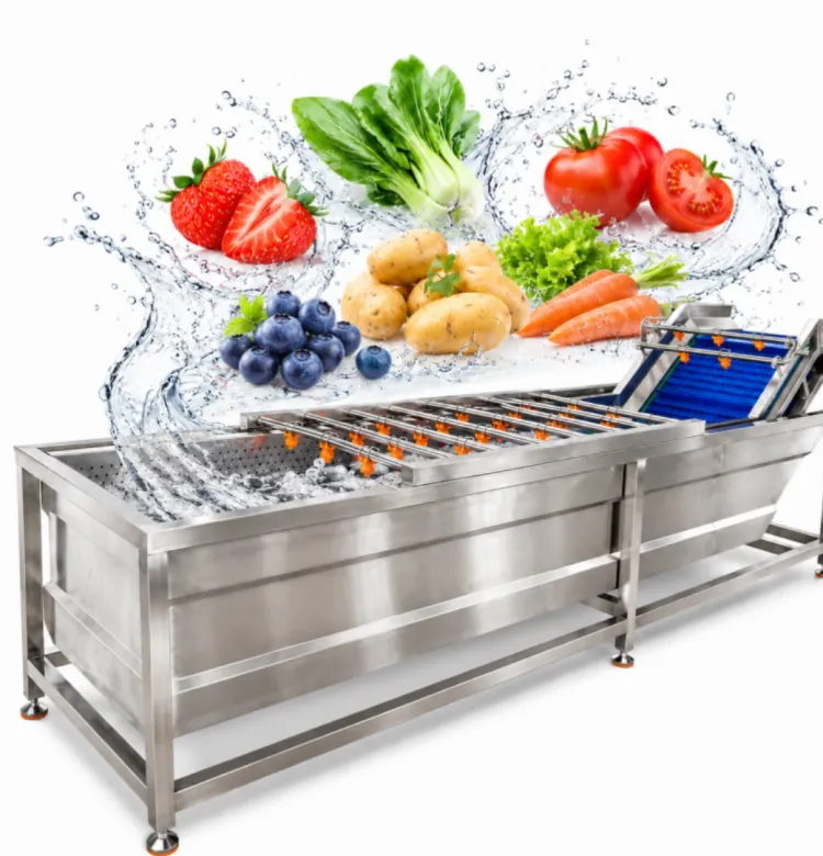 Automatic Bubble Washer for Leafy Vegetable Lettuce Spinach Cabbage Salad Processing
