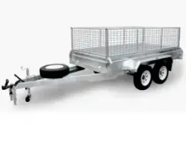 Dip Galvanized Steel Car Trailers Durable Anticorrosive LED Lights with Mesh Transport Double Axle Box Trailer With Ladder