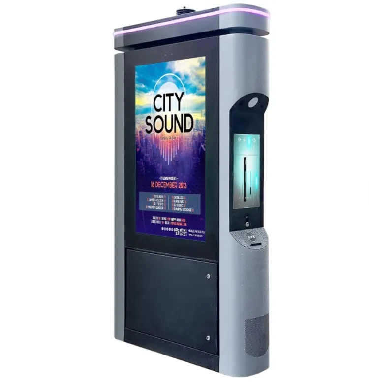 55inch and 21.5inch Double Sided Smart City Outdoor IP65 Waterproof Android LCD Advertising Kiosk with Camera Microphone