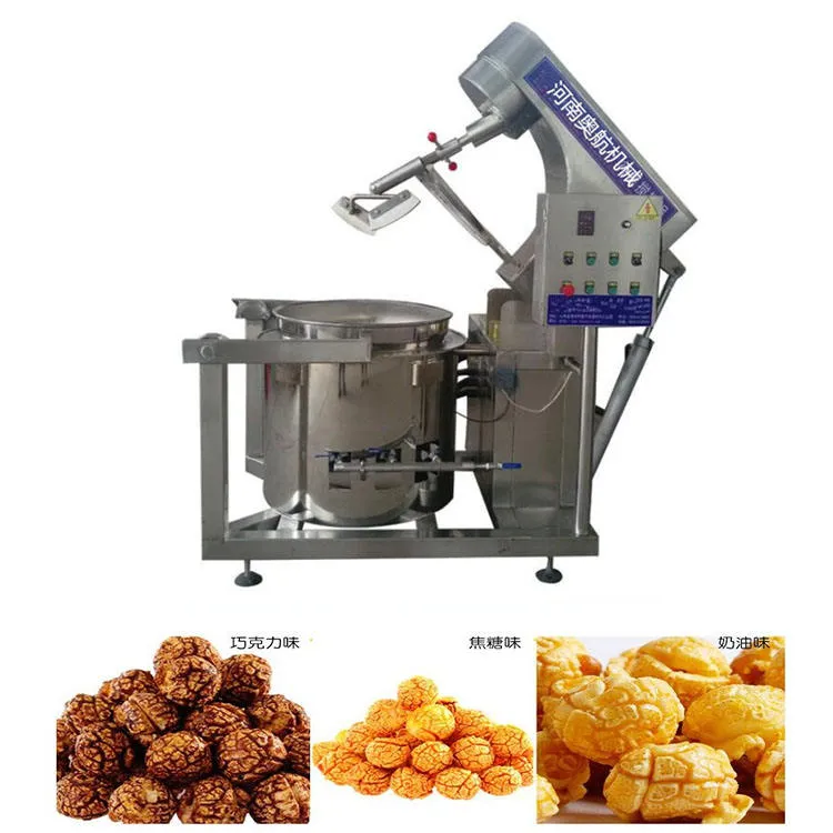 Automatic 50kg/h Sugar Boiler Sauce Frying Machine American Flavored Popcorn Machine