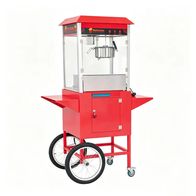 High Productivity Popcorn Machine With Cart Commercial Popcorn Mini Machine for Making Caramel