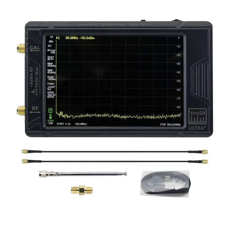 Ultra+ ZS-407 Handheld Spectrum Analyzer 900MHz-7.3GHz Ultra-wide Frequency with 4-inch IPS Touch Screen for TinySA