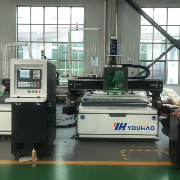 YOUHAOCNC Production Line Nesting ATC 3-axis CNC Router Machine 1200x2800mm Vacuum Table Single Gear High Productivity for