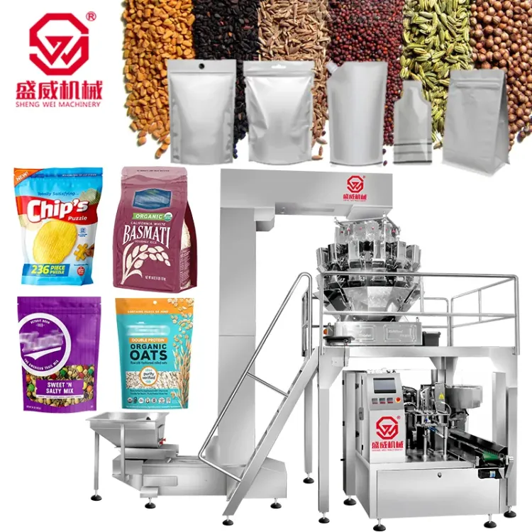 Automatic Dried Strawberry Mango Doypack Zipper Pouch Packaging Sealing Machinery Nut Mix Dry Fruits Weighing Packing Machine