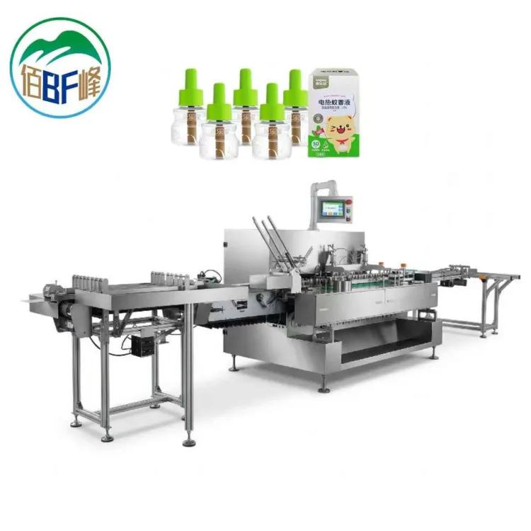CE Certified Servo Driven Mosquito Liquid Cartoning Machine High Precision Box Folding and Sealing Line