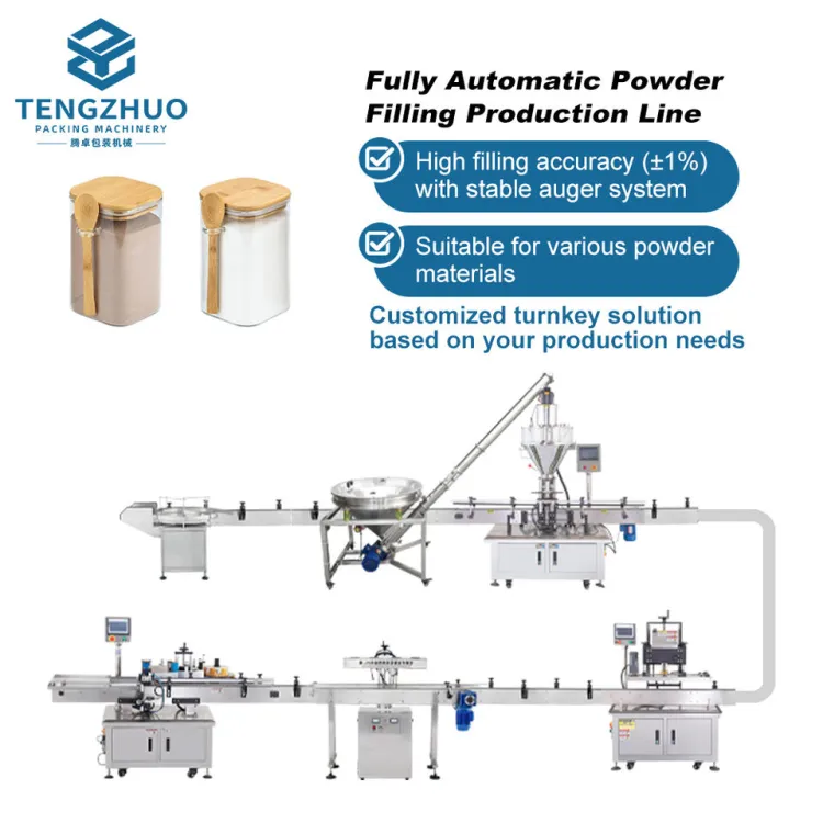 Integrated Fully Automatic Intelligent Servo-driven Filling Capping Labeling and Sorting Bottles Powder Production Line