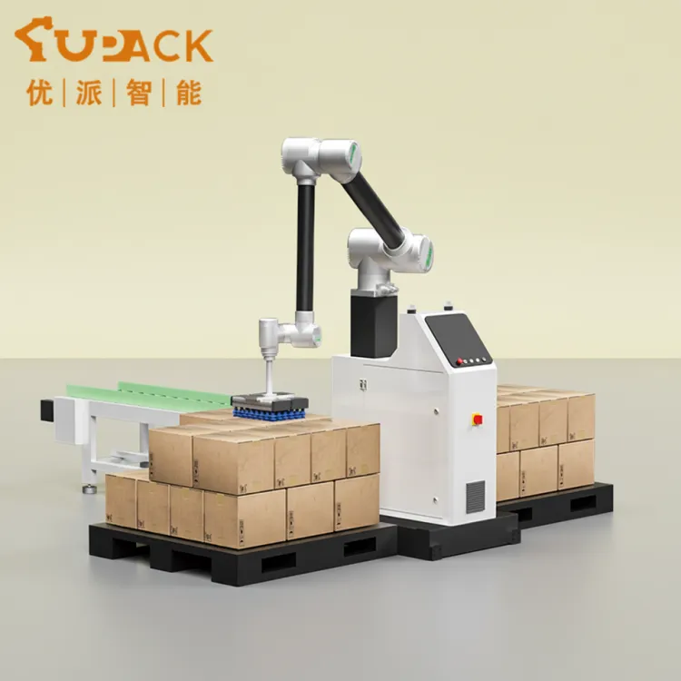 UPACK PLC-controlled Motor-driven Fully Automatic High-speed Robot Palletizer Packing Line 8-10 Cartons/Min Aluminum