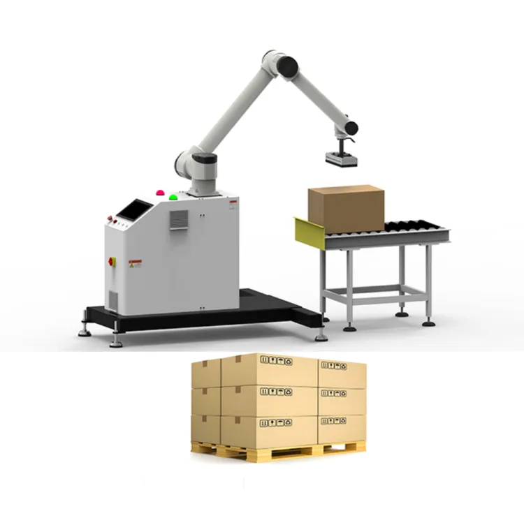 Candy Pouch Bag Box Packer Line with Carton Robotic Palletizer Packing Machine