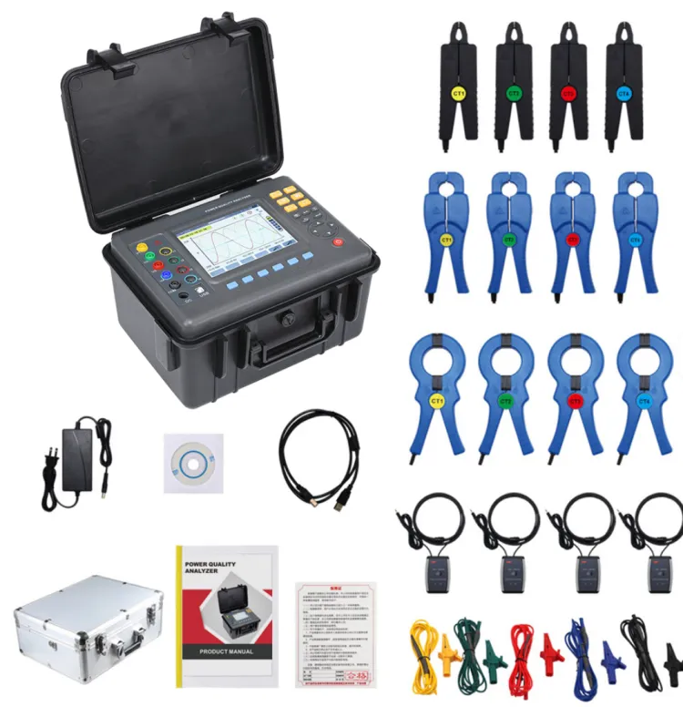 Power Quality Analyzer 4-Channel Voltage Current Harmonic Waveform Transient 150 Sets USB Waterproof Case