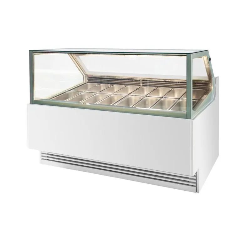 Ice Cream Display Freezer with Air Cooling Digital Temperature Control Frost Free 2 Glass Shelves for Supermarket Use