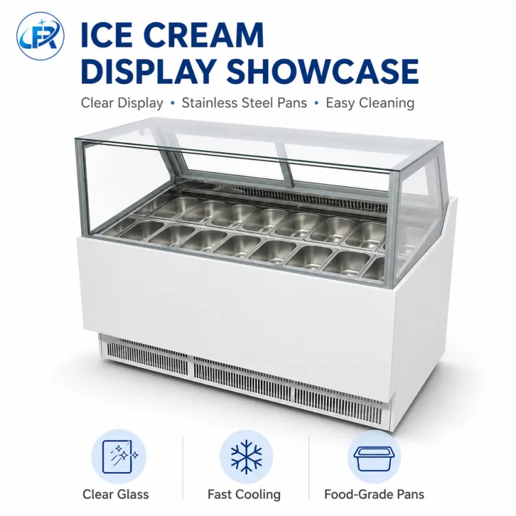 Energy Saving Commercial Ice Cream Gelato Freezer, Food Grade Stainless Steel Display Case for Global Food Retailers