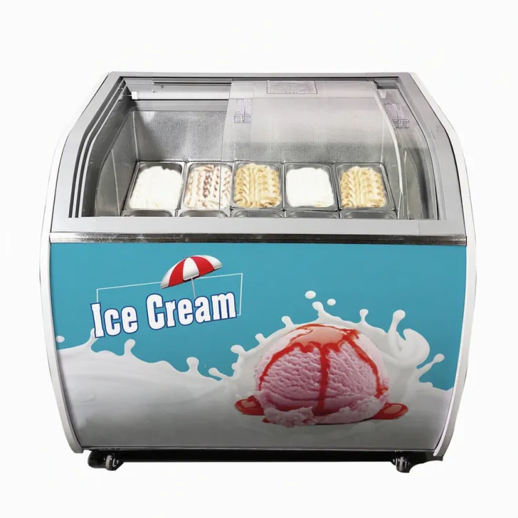Large Capacity Commercial Ice Cream Display Cabinet Horizontal Freezer for Popsicles Gelato and Thick Cut Fried Yogurt