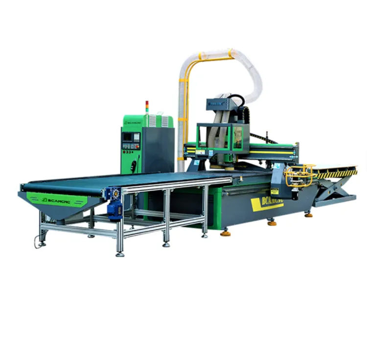 High-Speed Fully Automatic BCAMCNC Wood Furniture Line Double-End Tenoner Router High-Power 9KW Spindle 12-20m/min Feed Speed