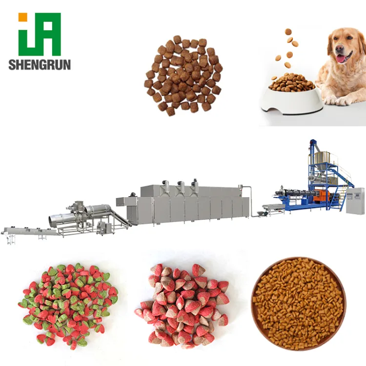 Industrial Pet Dog Cat Food Production Line 1500Kg/h High Output Multi-Shape Heart Bone Round Triangle Fish Square Star