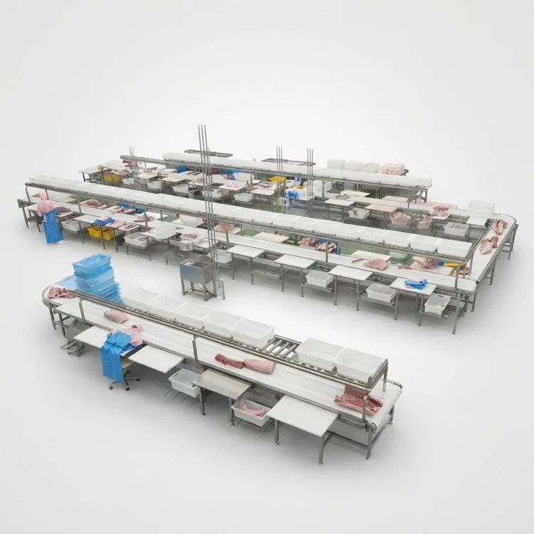 Yelink Automatic Meat Processing Conveyor Line with Multi-Voltage High Capacity Customizable Dimensions