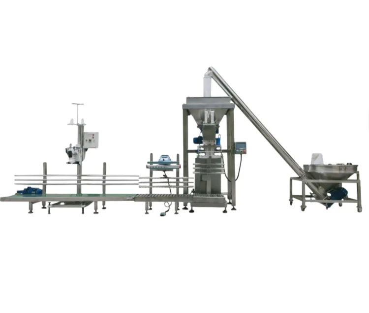 Semi- Automatic Sack Open-Mouth Bag Packaging Line for 25kg 50kg Lime Powder Laundry Detergent Packing Machine