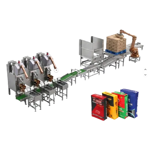 Fully-Automatic 18-20tons/hours Bulk Solids or Powder Packaging & Palletizing Line Labor Saving High Precision