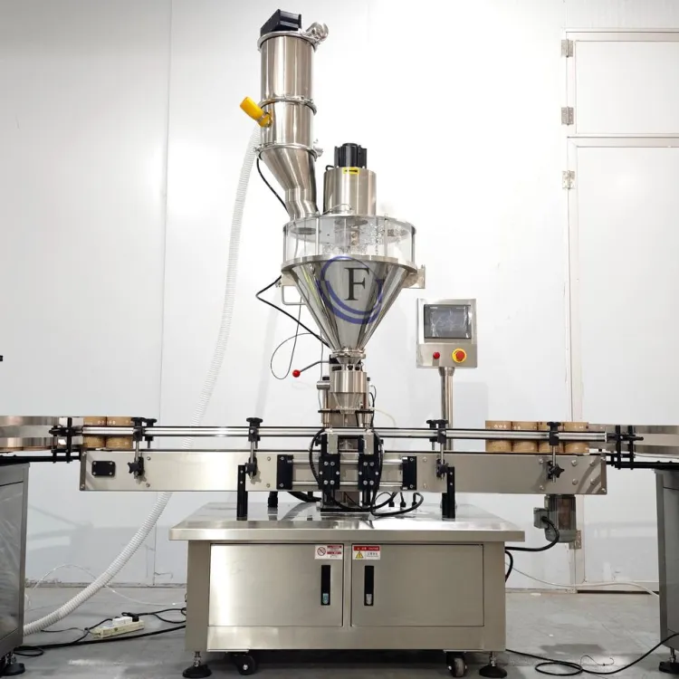 Jinfeng Automatic Auger Powder Filling Machine for Bottles High Precision Milk Powder Flour Cans Bottle Powder Packing Line