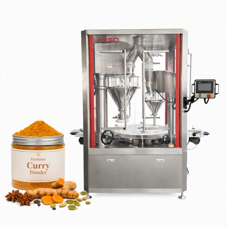 Fully Automatic Curry Powder Filling Machine High-Precision Auger Filler Integrated Bottling Line
