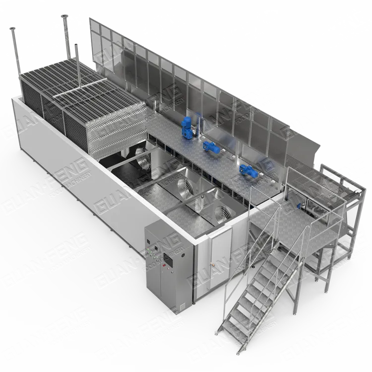 GLZ-6 IQF Automatic Frozen Processing Line Vegetable Fruit Seafood Meat Freezer 6000KG/H High-speed Freezing for Shrimp