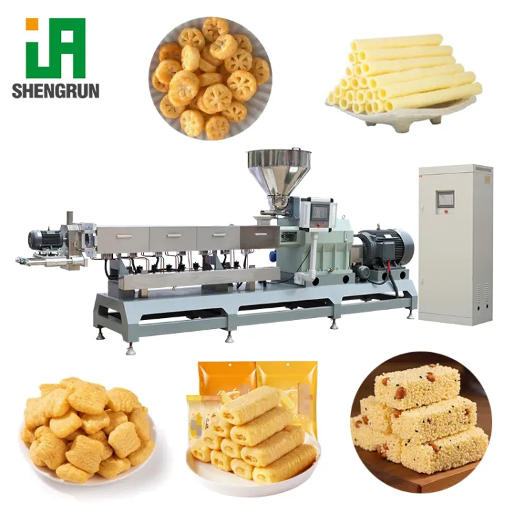 Complete Industrial Snack Processing Line Twin-Screw Extruder Filled Snacks Production Oven Seasoning Packaging Full Equipment