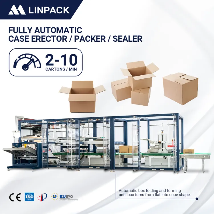 LINPACK Professional Carton Box Sealing Packing Machine Fully Automatic case Carton Erector Line