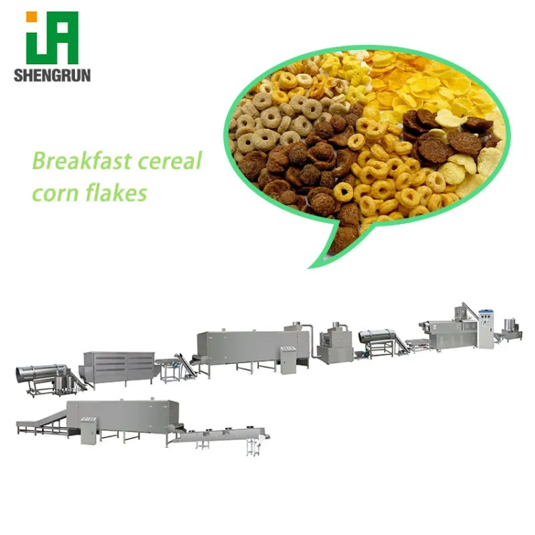 High Efficiency Corn Product Production Equipment Double Screw Extrusion Baked Corn Flakes Machine Fruit Rings Processing