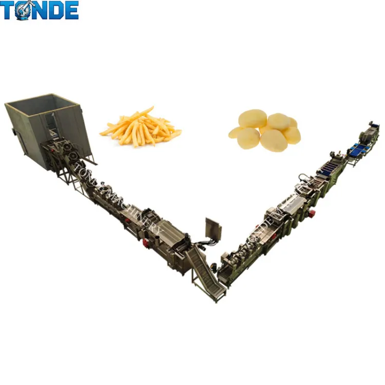 Fully Automatic 100Kg 200kg 300Kg 500Kg 1000Kg Potato Chips Production Line Crisps Making Machine Frozen French Fries LIne