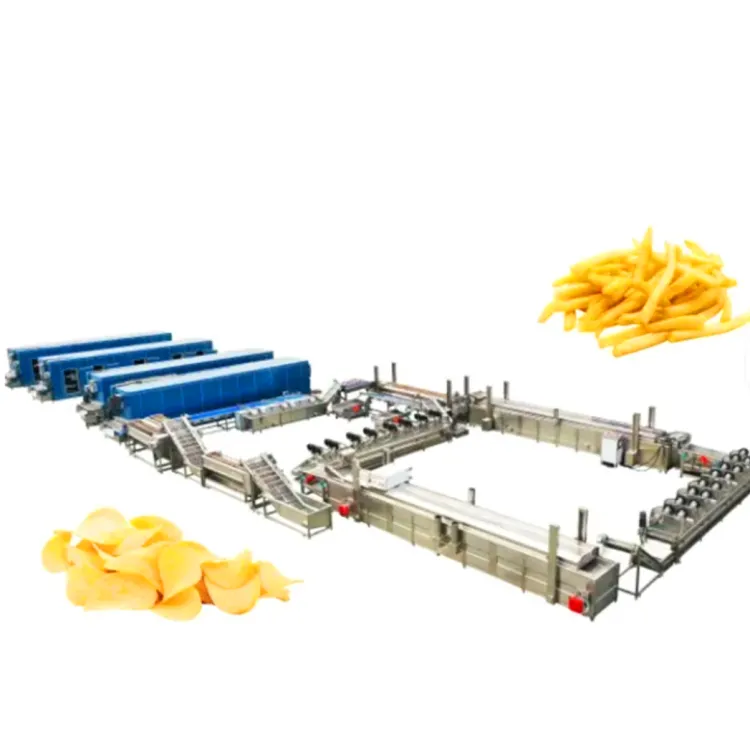 Automatic Vegetable Fries Chips Production Line for Cassava Potato Plantain & Banana 100kg-5000kg/h Capacity 304 Stainless Steel