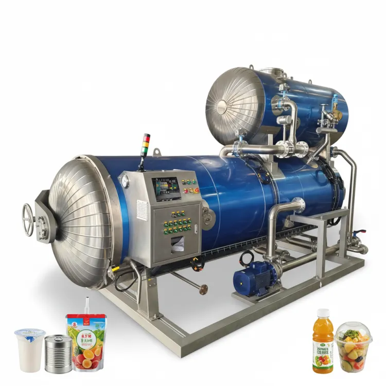 Automatic Water Spray Retort for Sausage Meat Products Horizontal Sterilizers Machine