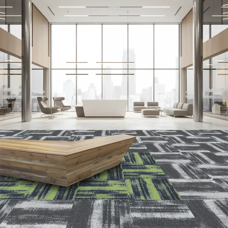 Polypropylene/Nylon Loop Pile Carpet Tiles with PVC Backing Machine Tufted Soundproof Pet Friendly Commercial Carpet