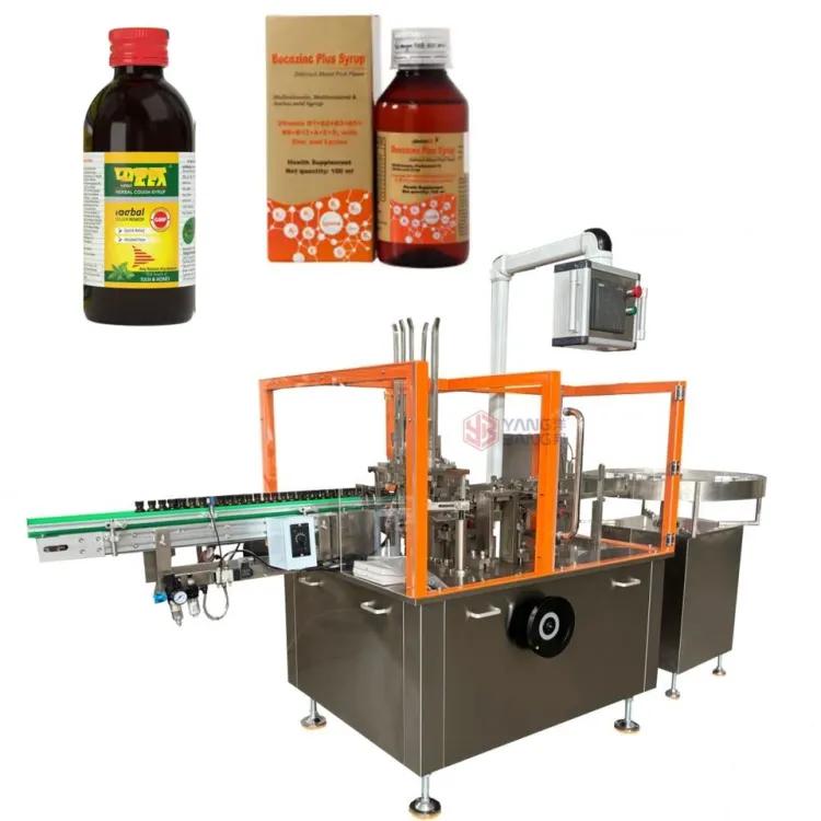 YangBang Automatic Liquid Bottle Packing Machine Syrup Bottle Cartoning Machine for Plastic and Glass Bottle Filling Line