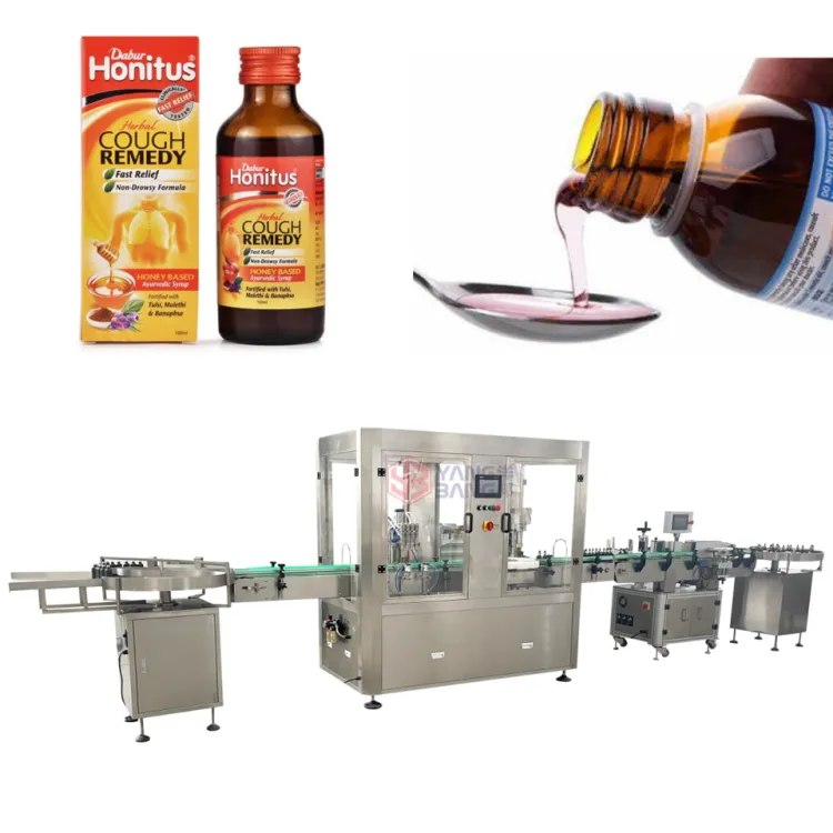 Automatic 4 Heads Oral Liquid Filling and Capping Machine 125ml 200ml Mono Block Syrup Filling Production Line