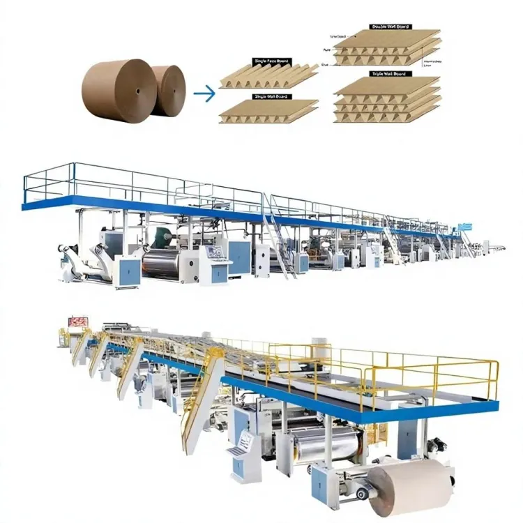 Automatic 3 5 7 Ply Corrugated Cardboard Production Line Cartoon Box Making Production Line