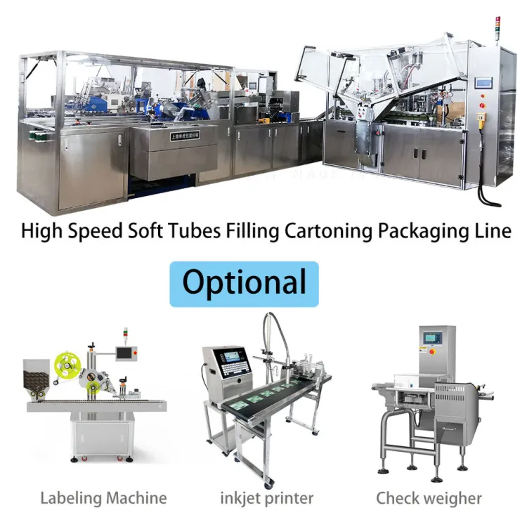 Toothpaste Multi Color Automatic Tube Filling and Cartoning Line Machine for Healthy Product Food