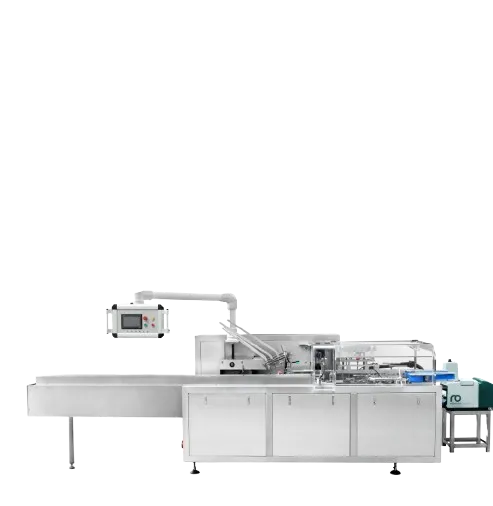 Fully Automatic Line for Efficient Cartooning of Both Bottles and Blister Packages, Cartooning Machine with glue sprayer