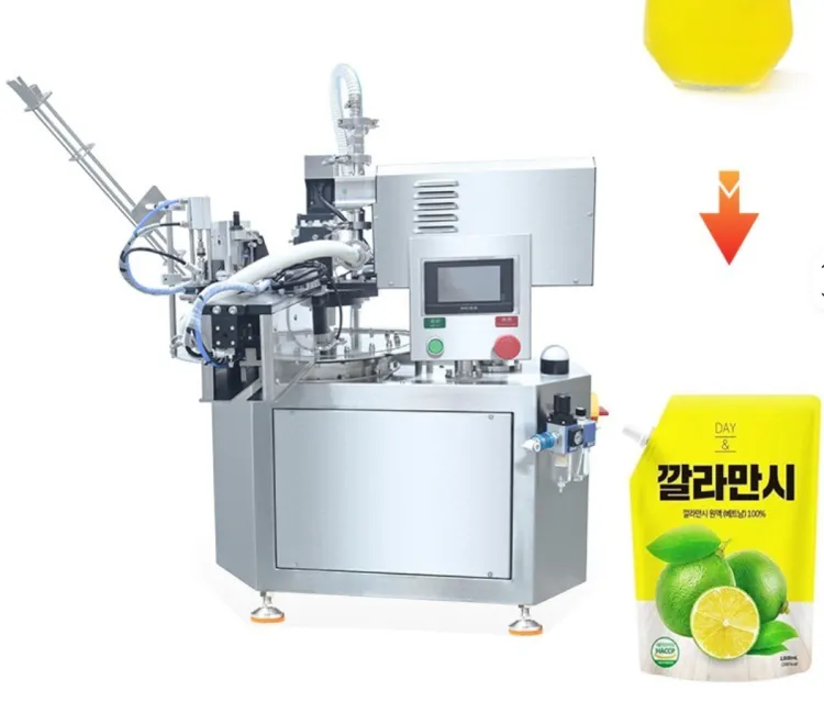 Fully Automatic Premade Doypack Filling Machine Small Spout Pouch Filling and Capping for Beverages