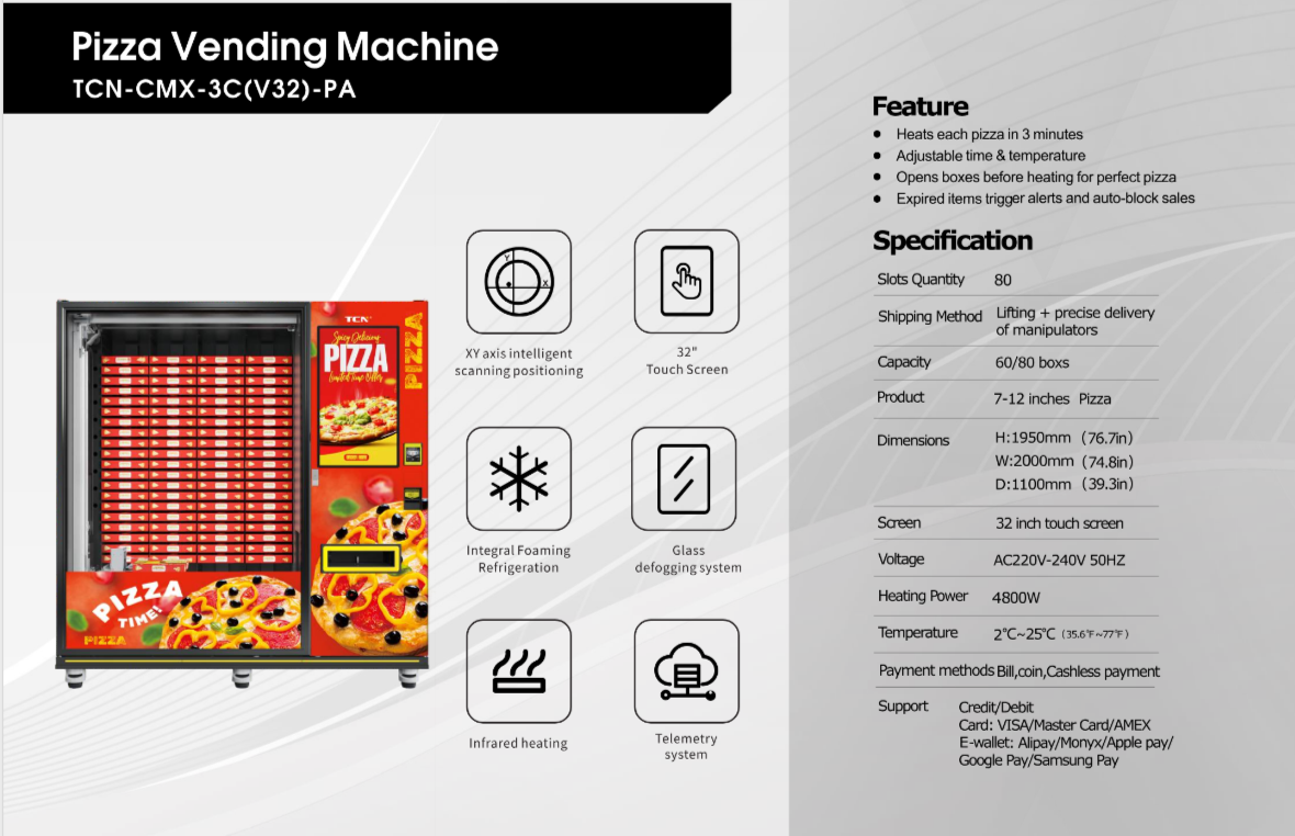 Outdoor Robotic Fresh Baked Pizza Vending Machine