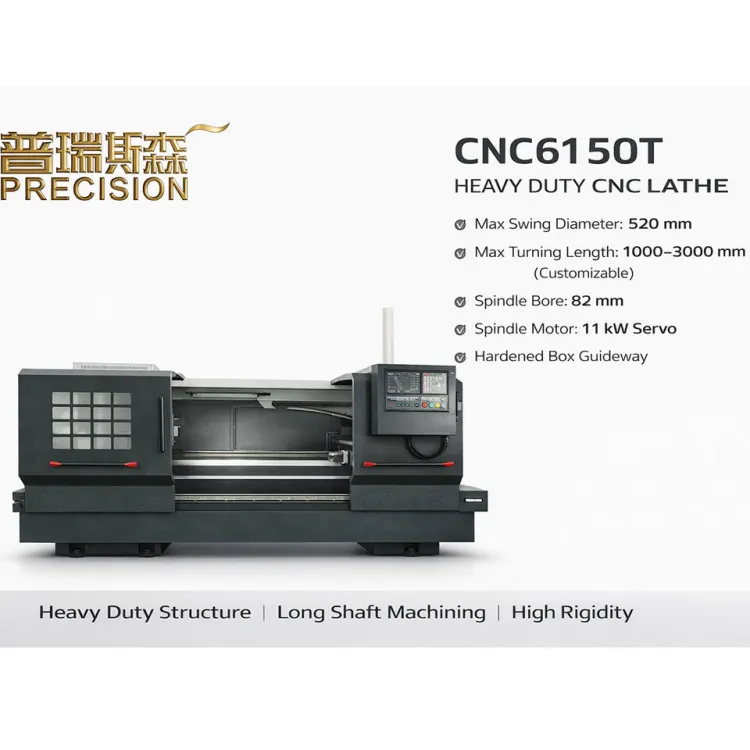 Flat Bed Heavy Duty Horizontal Lathe Machine 1000mm Machining Length 220V 6 Station Tool Rest Hydraulic Chuck Tailstock Electric