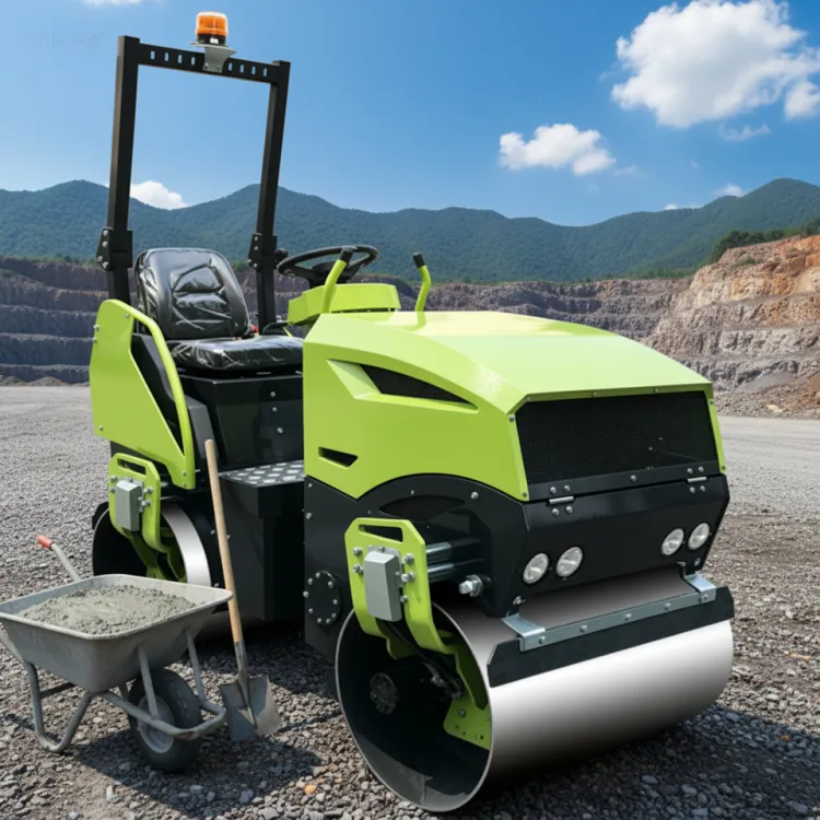 1.5 Ton Mini Double Drum Road Roller Asphalt Compactor Engine Pump Motor-High Efficiency 30% Grade Ability 0-4km/h Travel Speed