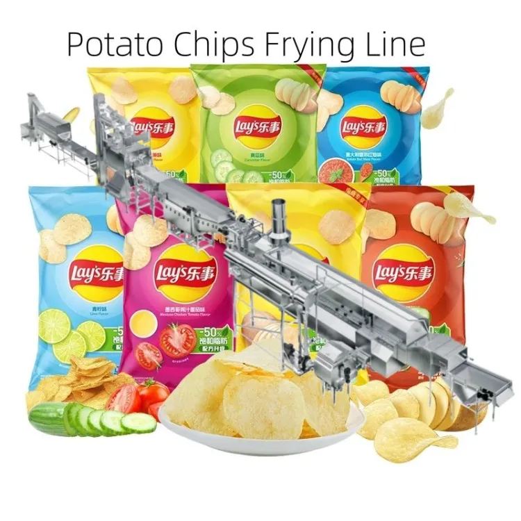 Industrial Automated Commercial French Fries Potato Chips Frying Gas Heated Potato Crisp Chips Fryer Machine Line